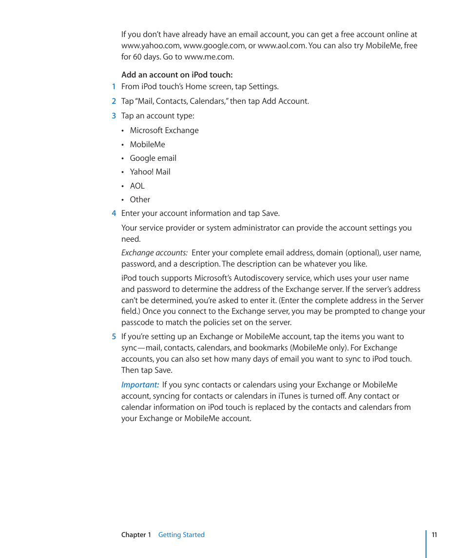 Apple iPod touch iOS 2.2 User Manual | Page 11 / 122