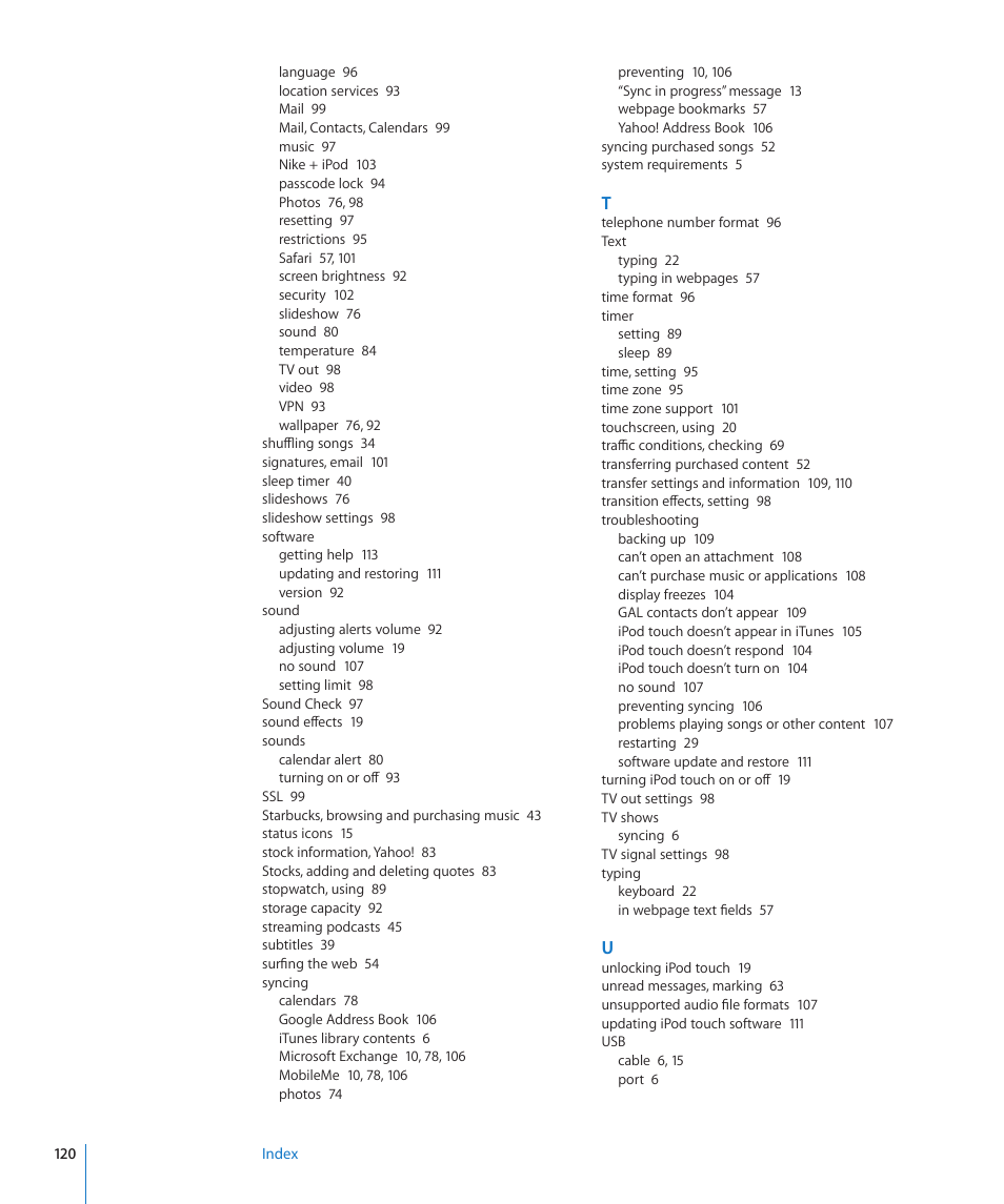 Apple iPod touch iOS 2.2 User Manual | Page 120 / 122