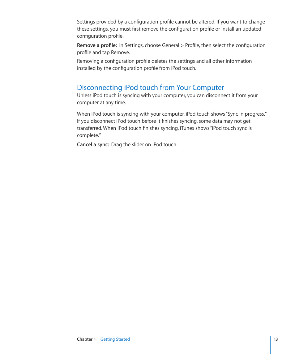 Disconnecting ipod touch from your computer | Apple iPod touch iOS 2.2 User Manual | Page 13 / 122