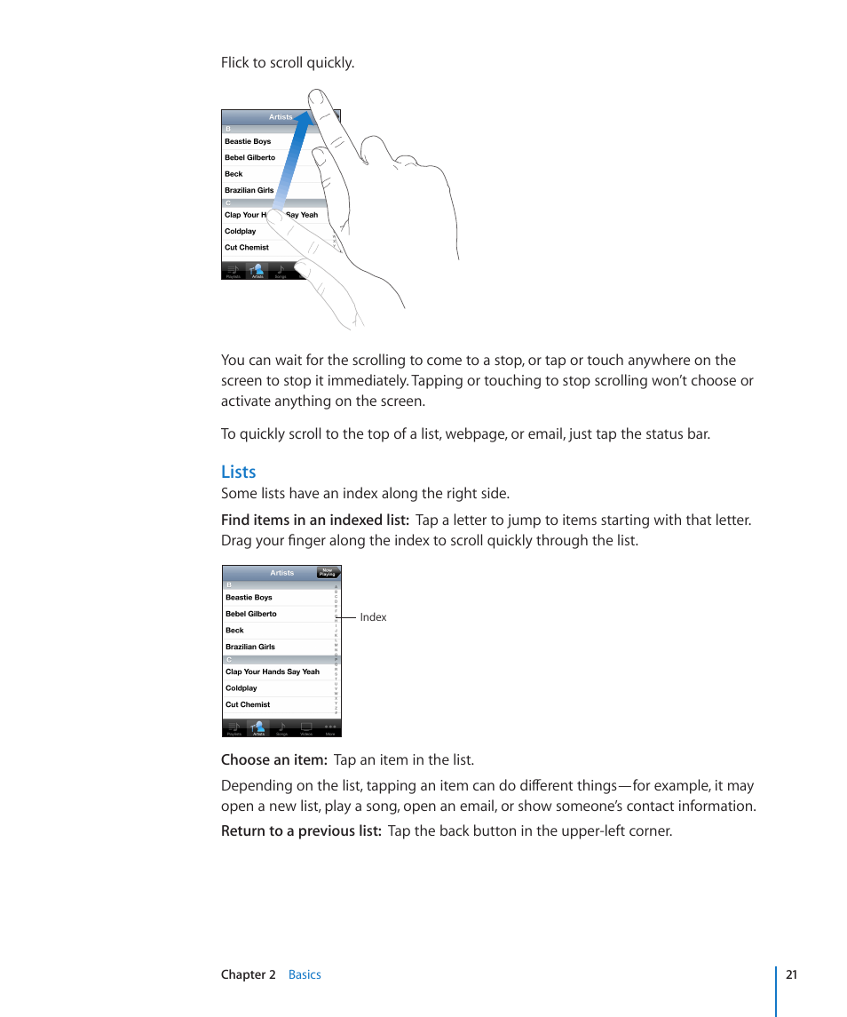 Lists | Apple iPod touch iOS 2.2 User Manual | Page 21 / 122