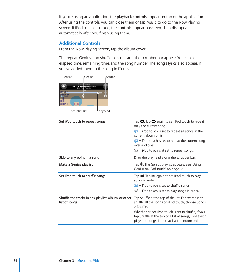 Additional controls | Apple iPod touch iOS 2.2 User Manual | Page 34 / 122