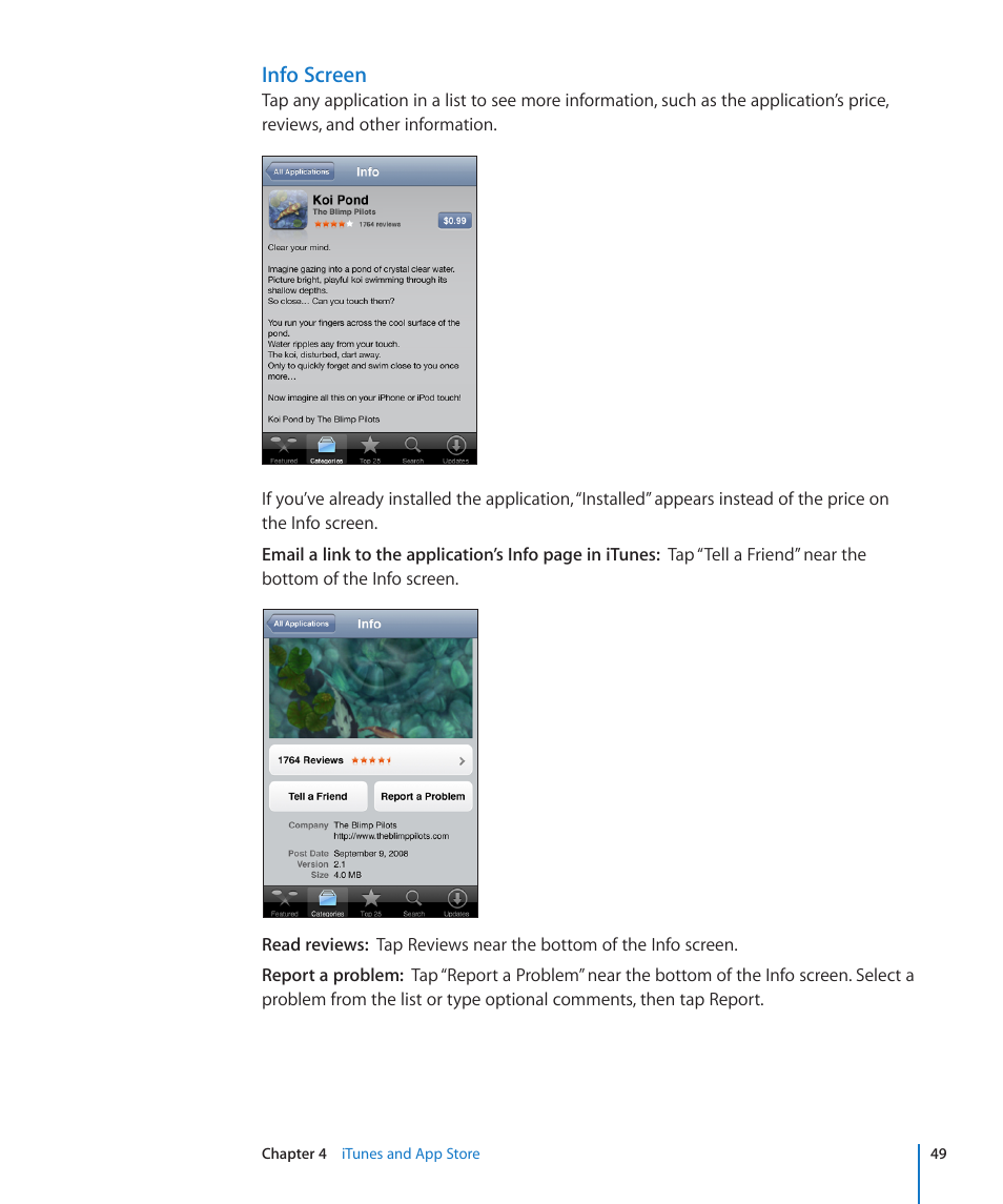 Info screen | Apple iPod touch iOS 2.2 User Manual | Page 49 / 122