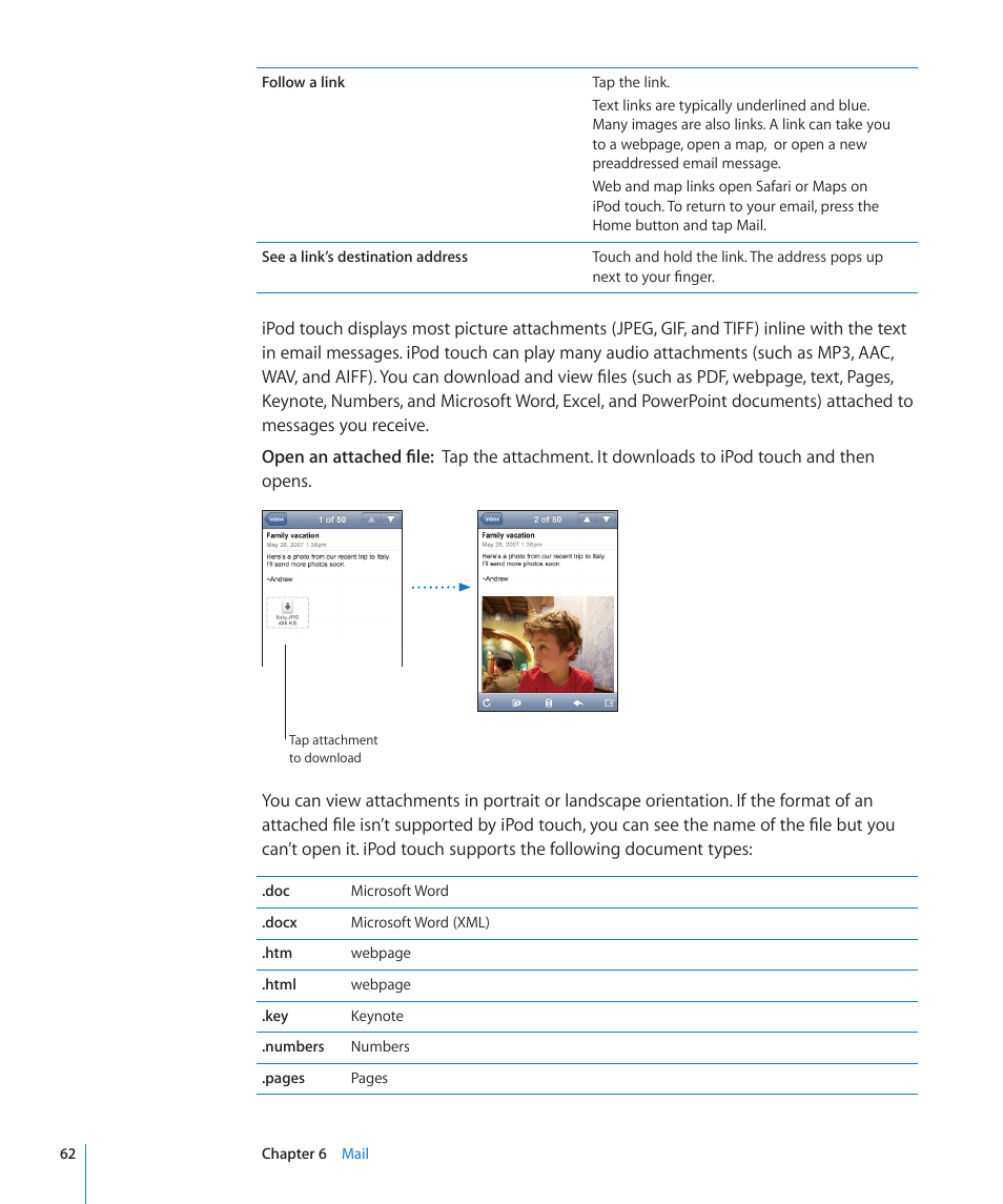 Apple iPod touch iOS 2.2 User Manual | Page 62 / 122
