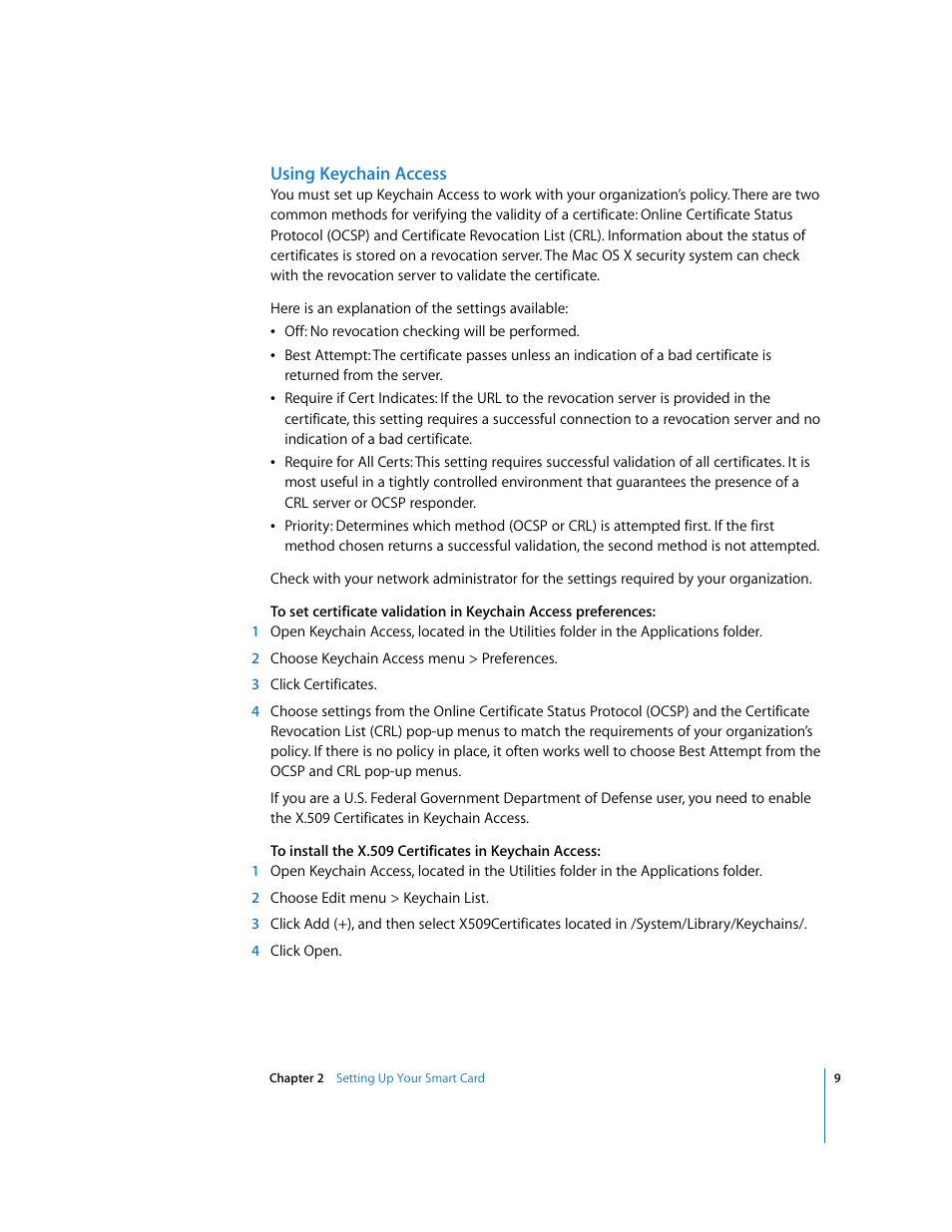 Using keychain access | Apple Mac OS X v10.4 User Manual | Page 9 / 16