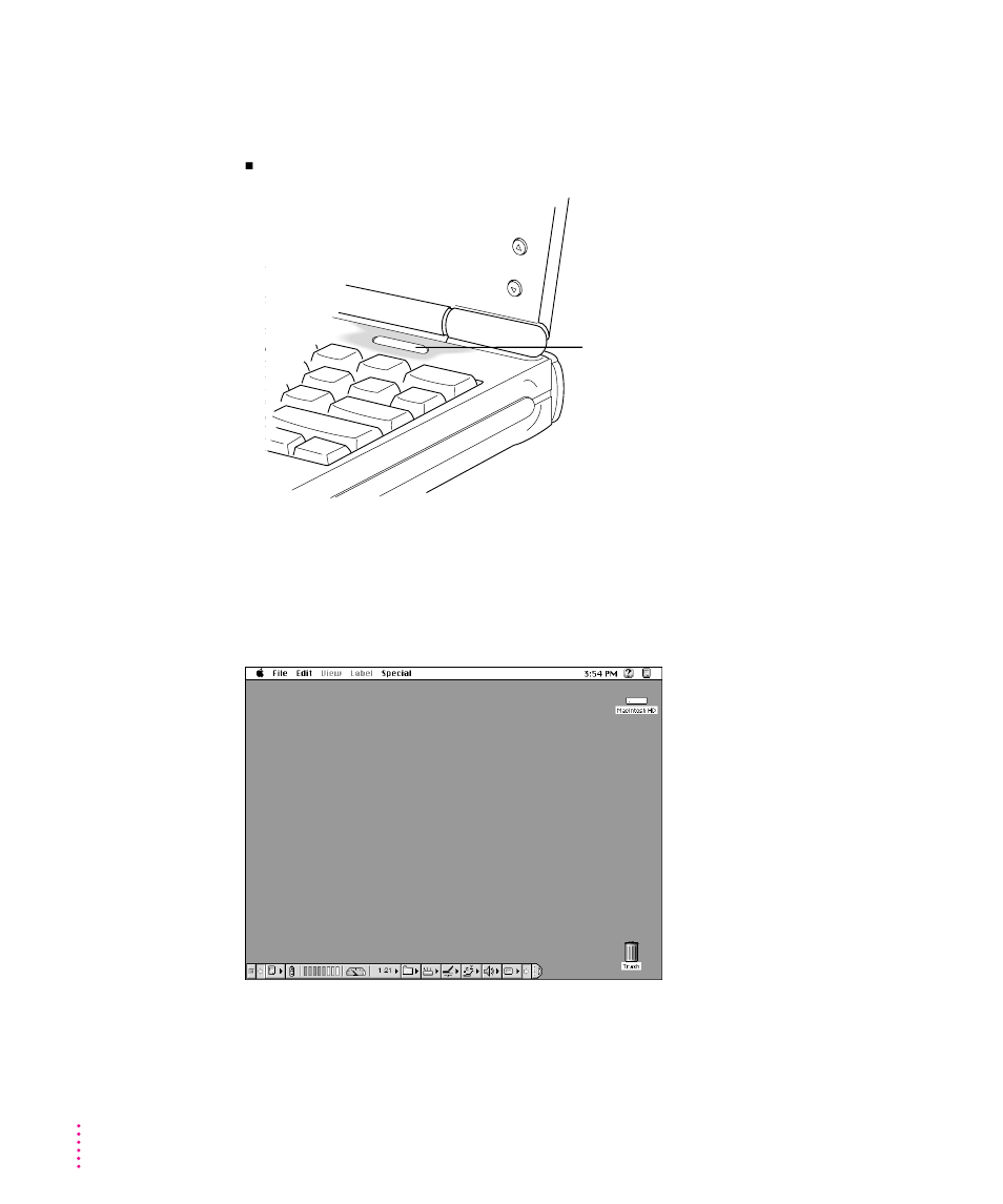 Turning on the computer 4, Turning on the computer | Apple PowerBook (200 Series) User Manual | Page 12 / 88