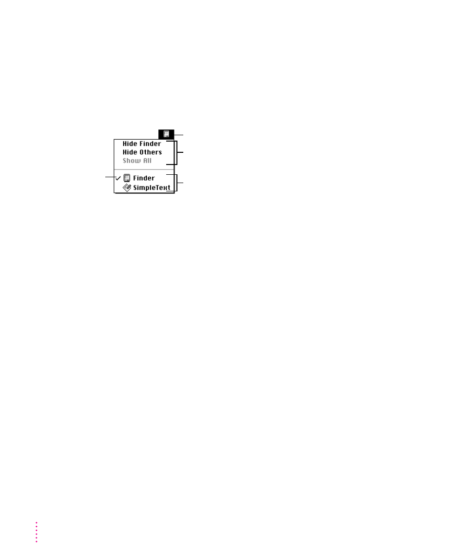 Working with several programs at a time 42, Finding out which programs are open 42, Switching programs 42 | Working with several programs at a time, Finding out which programs are open, Switching programs | Apple PowerBook (200 Series) User Manual | Page 50 / 88