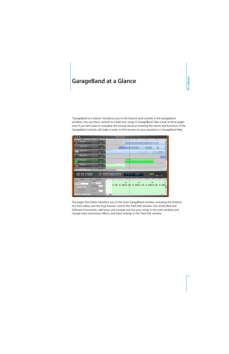 Apple GarageBand At A Glance User Manual | 9 pages