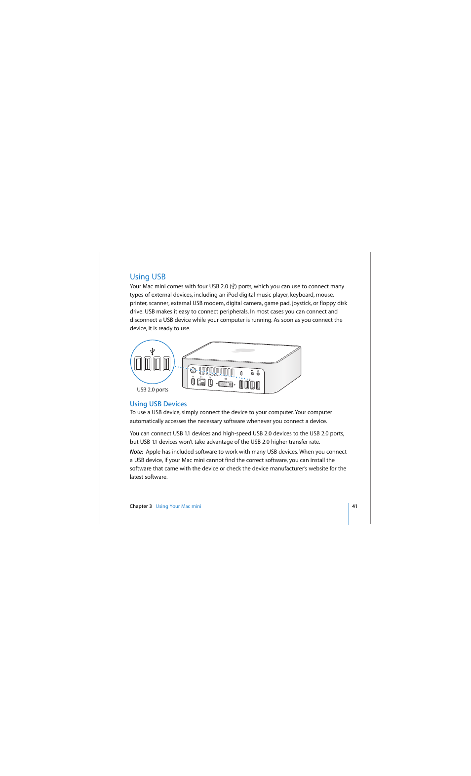 Using usb | Apple Mac mini (Early 2006) User Manual | Page 41 / 96