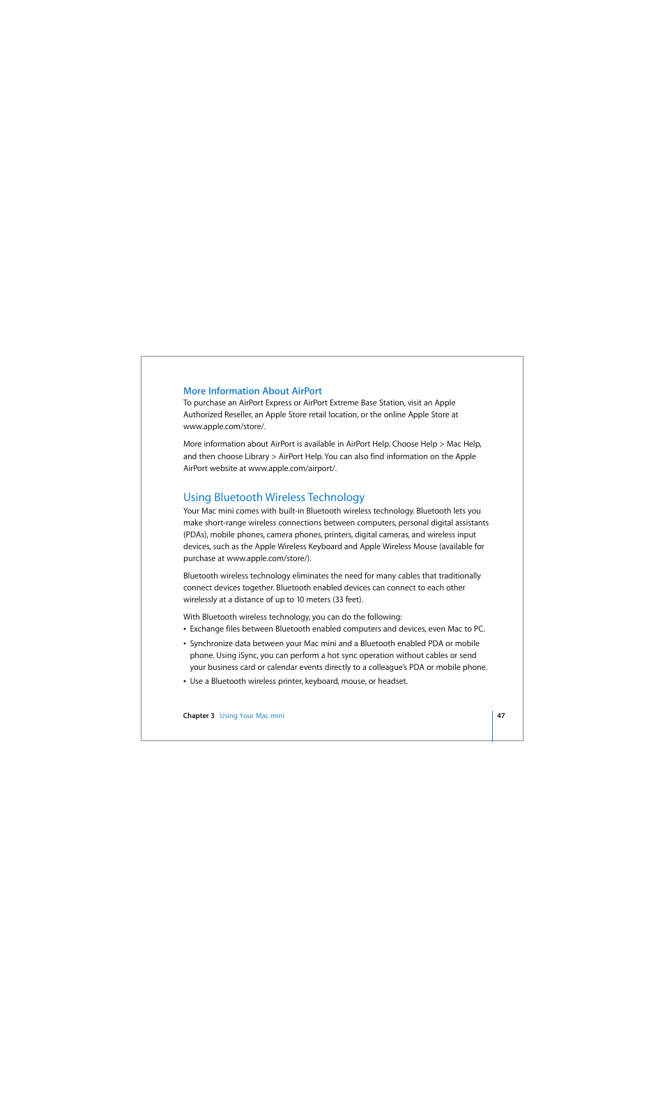 Using bluetooth wireless technology | Apple Mac mini (Early 2006) User Manual | Page 47 / 96