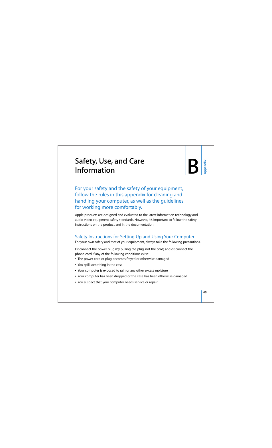 Safety, use, and care information | Apple Mac mini (Early 2006) User Manual | Page 69 / 96