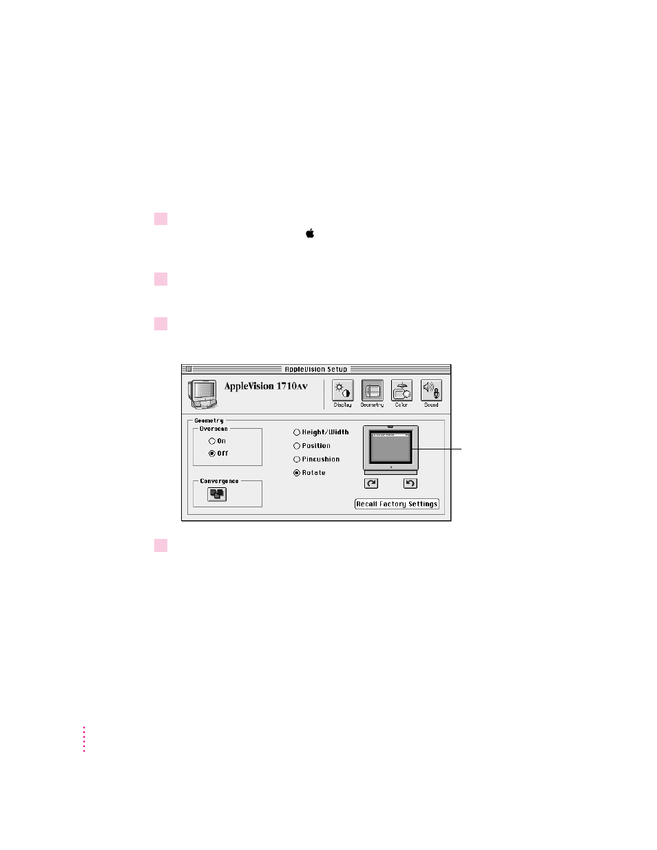 Rotating the screen image | Apple AppleVision 1710AV User Manual | Page 48 / 156