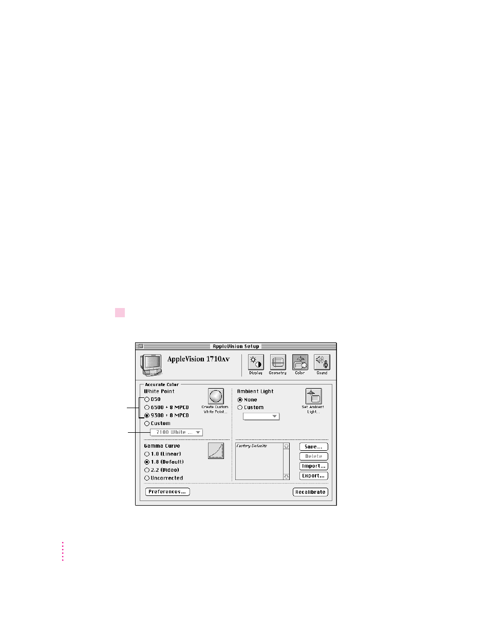 Setting a white point, About white point, Using an existing white point | Apple AppleVision 1710AV User Manual | Page 57 / 156