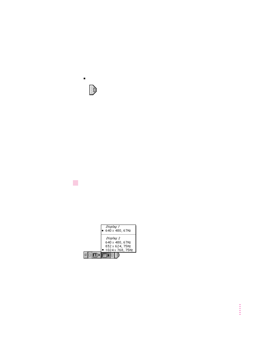 Using the control strip, Resizing the control strip, Changing screen resolution | Apple AppleVision 1710AV User Manual | Page 92 / 156