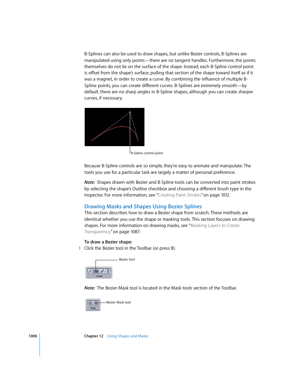 Drawing masks and shapes using bezier splines, Drawing masks, And shapes using bezier splines | Apple Motion 3 User Manual | Page 1000 / 1288