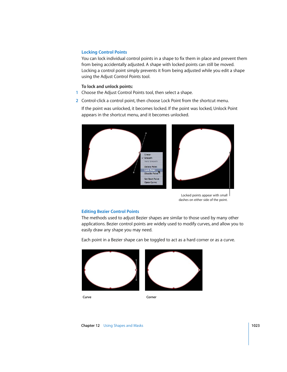 Editing, Bezier control points, Editing bezier | Control points, Editing bezier control points | Apple Motion 3 User Manual | Page 1023 / 1288