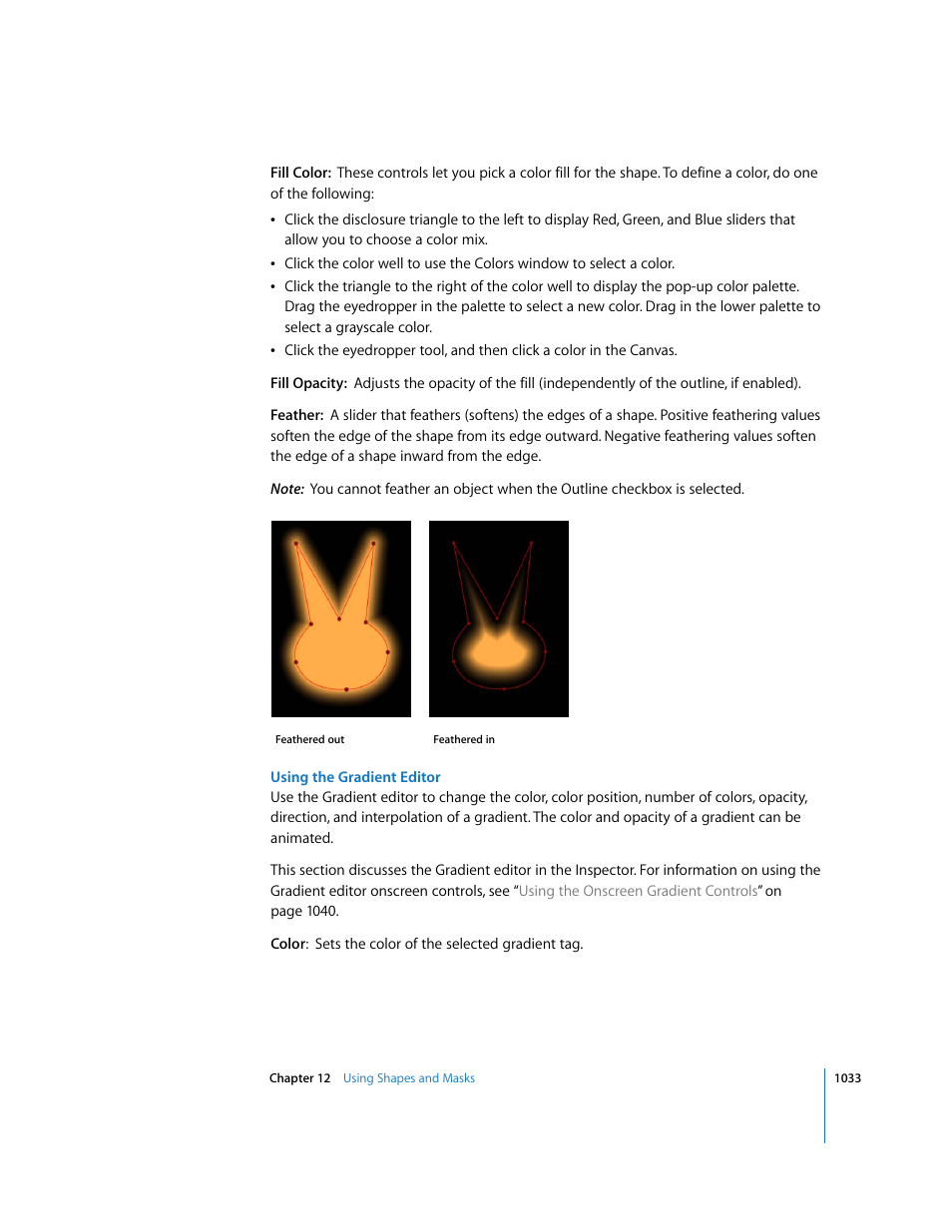 Using the gradient, Editor, Using the gradient editor | Apple Motion 3 User Manual | Page 1033 / 1288
