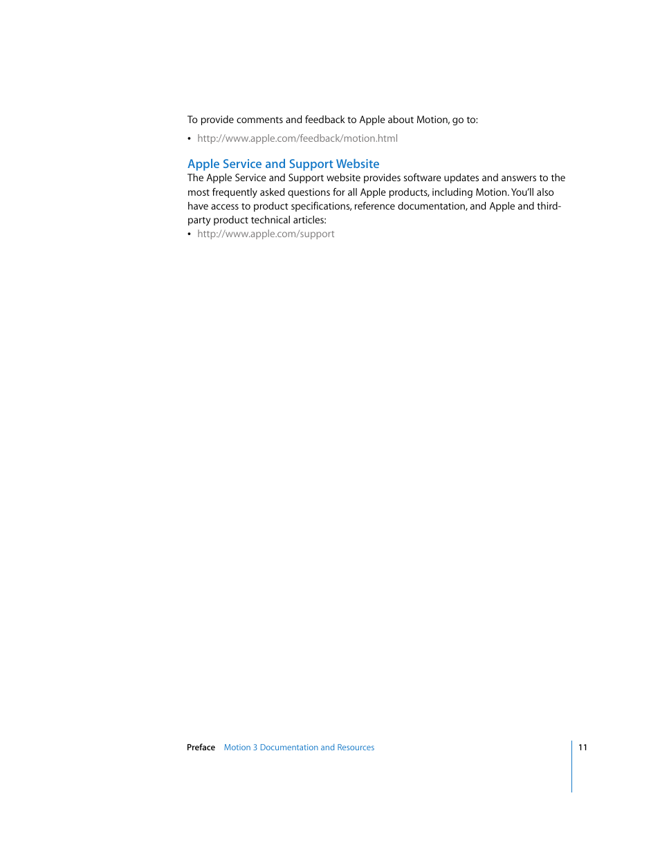 Apple service and support website | Apple Motion 3 User Manual | Page 11 / 1288