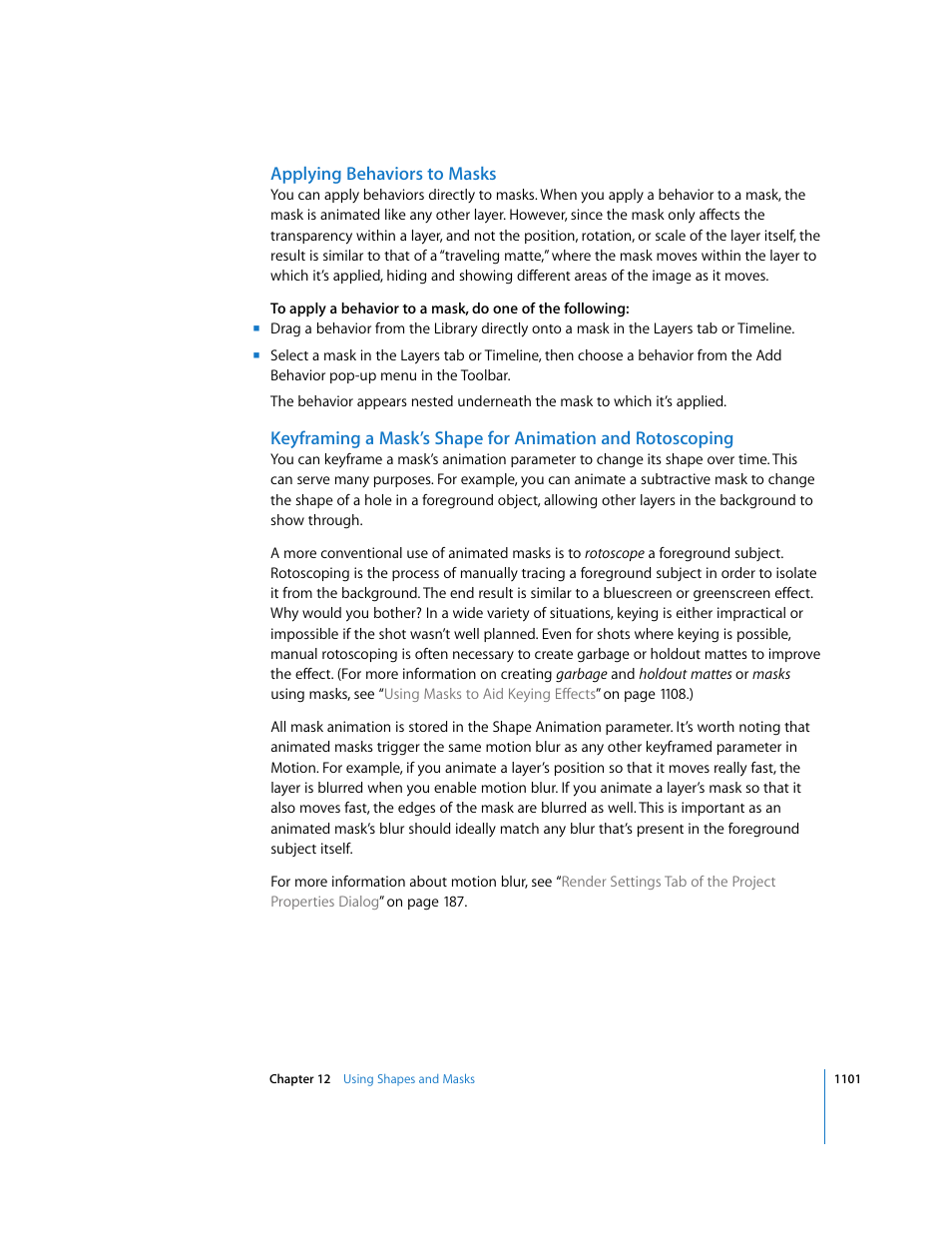 Applying behaviors to masks | Apple Motion 3 User Manual | Page 1101 / 1288