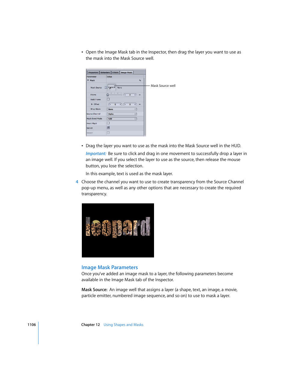 Image mask parameters | Apple Motion 3 User Manual | Page 1106 / 1288
