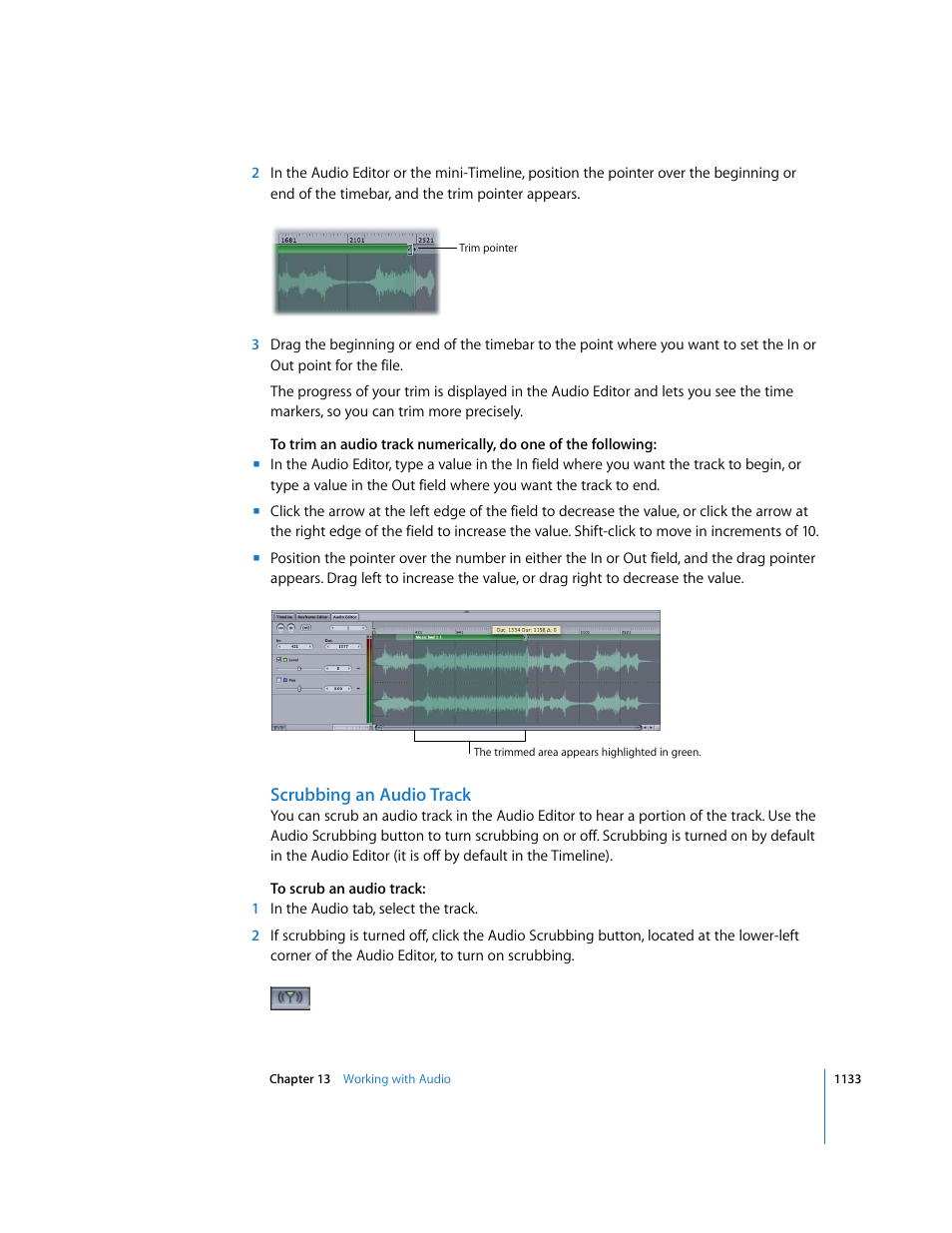 Scrubbing an audio track | Apple Motion 3 User Manual | Page 1133 / 1288