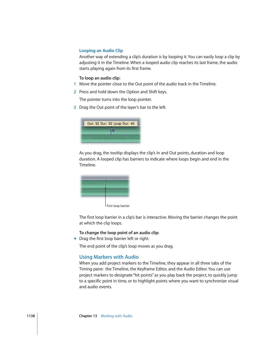 Using markers with audio | Apple Motion 3 User Manual | Page 1138 / 1288