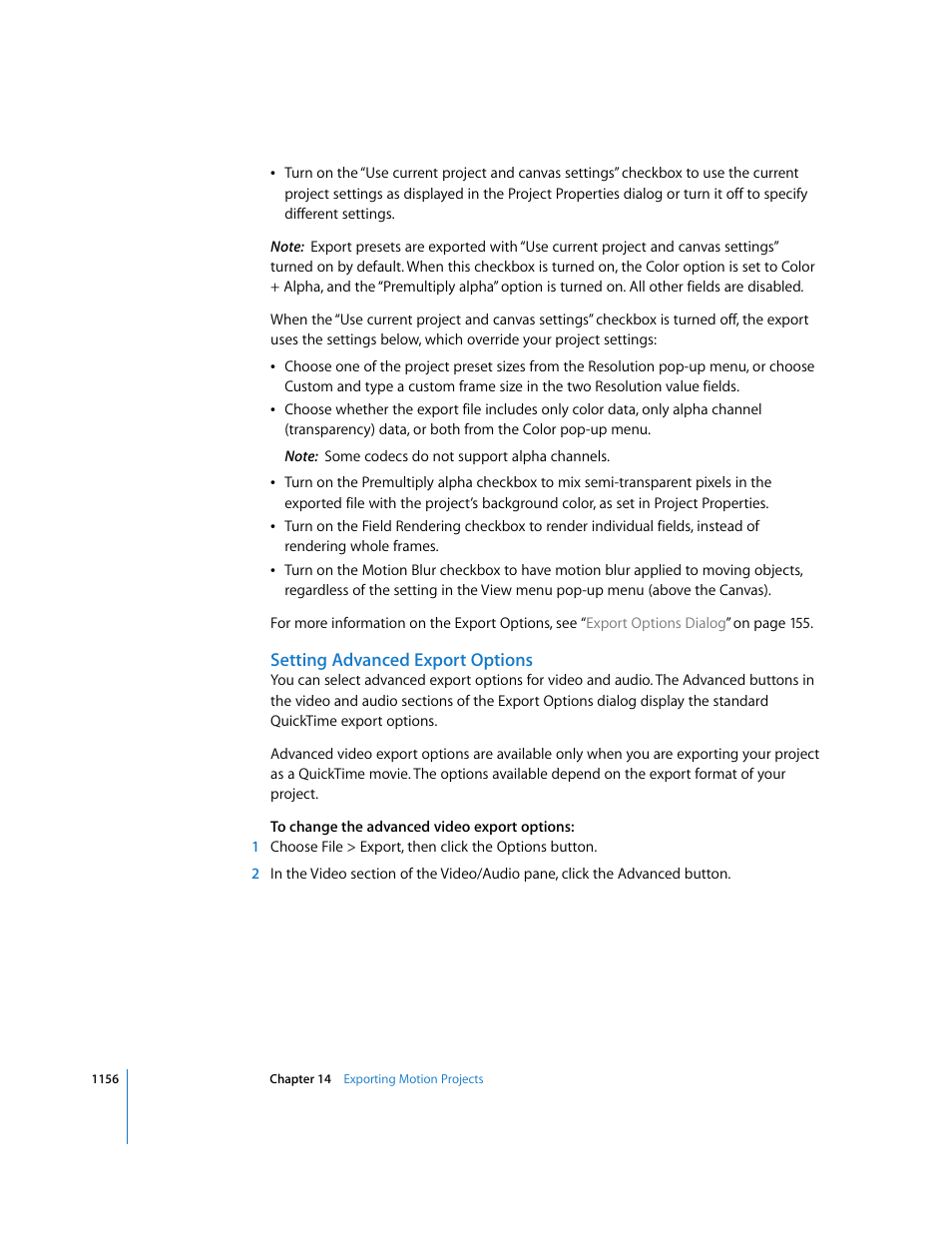 Setting advanced export options | Apple Motion 3 User Manual | Page 1156 / 1288