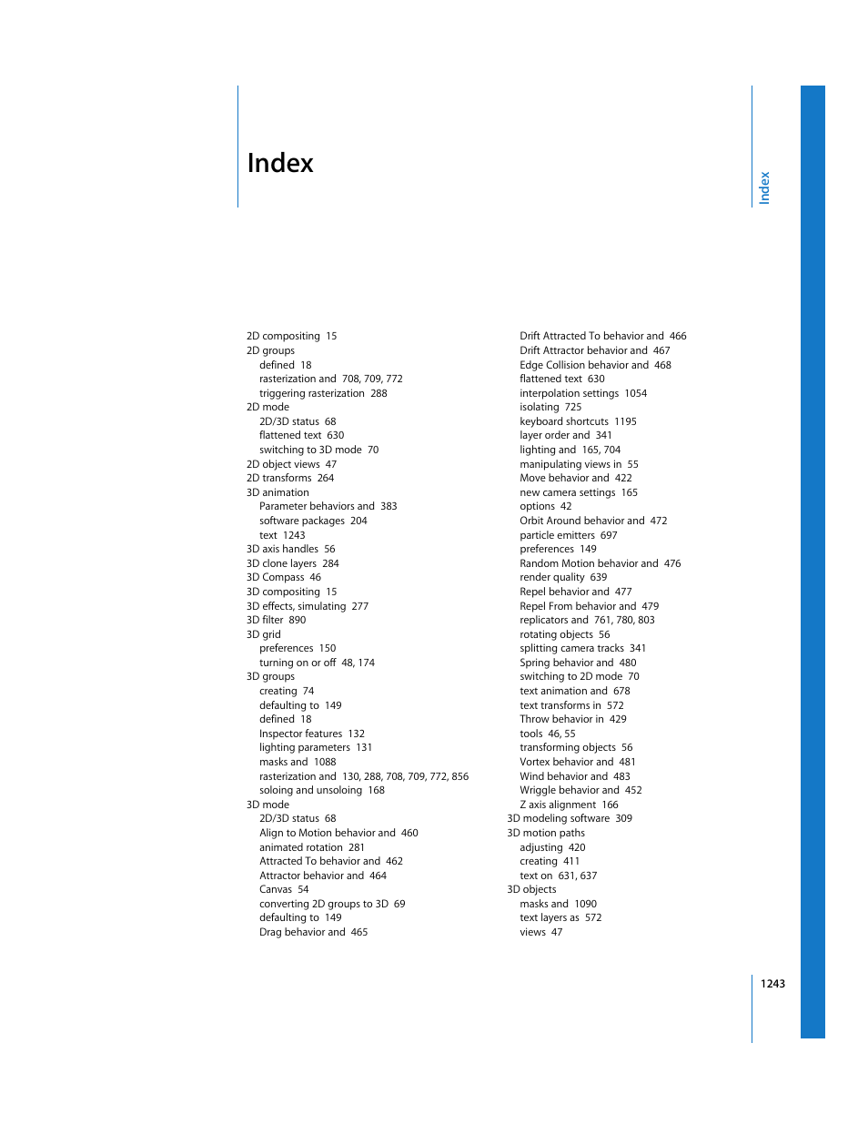 Index | Apple Motion 3 User Manual | Page 1243 / 1288
