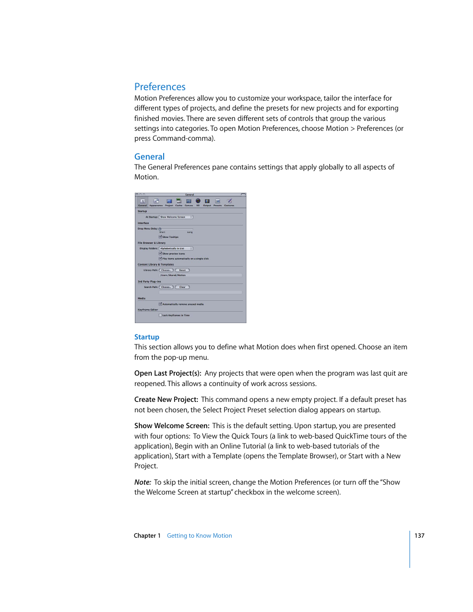 Preferences, General | Apple Motion 3 User Manual | Page 137 / 1288
