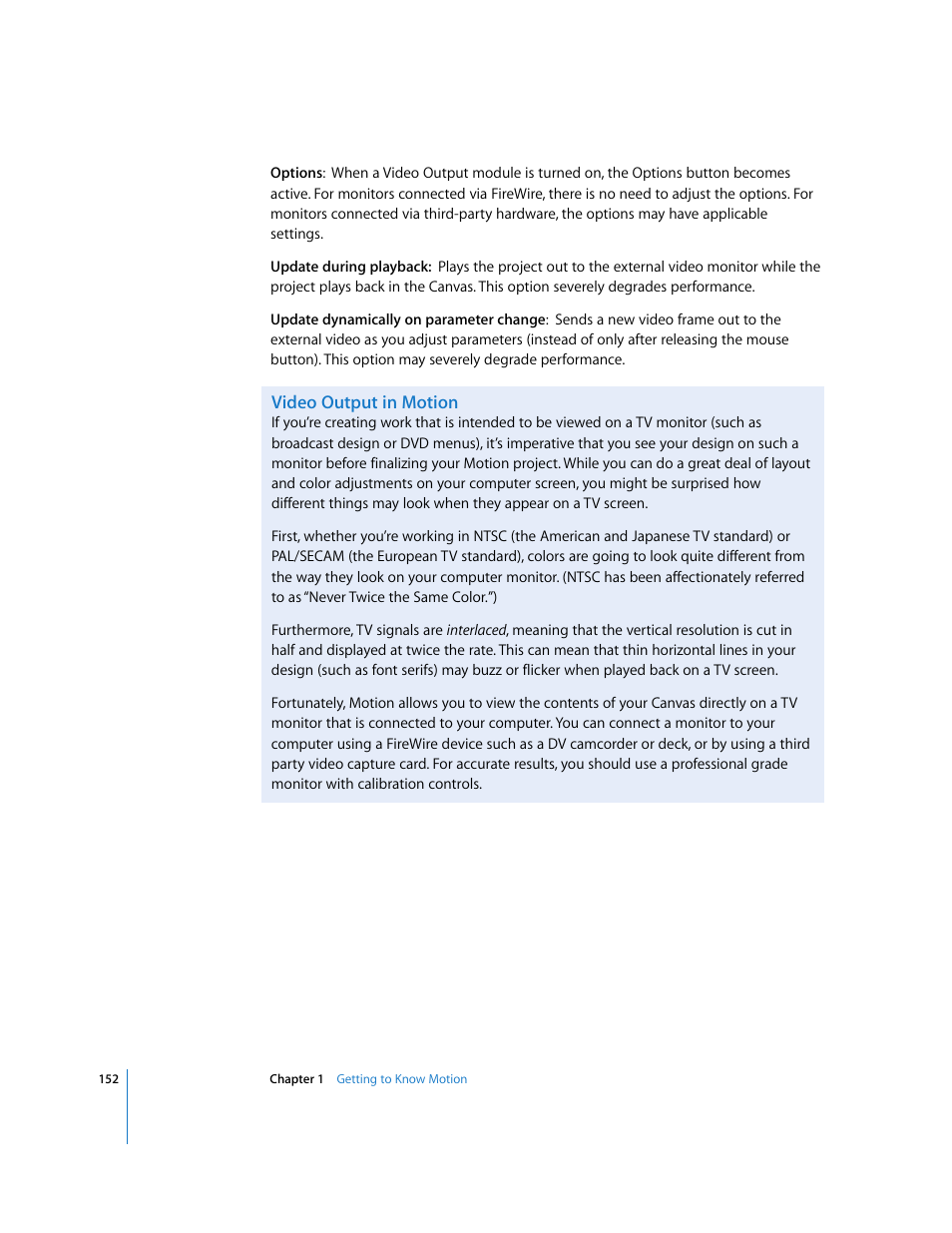 Video output in motion | Apple Motion 3 User Manual | Page 152 / 1288