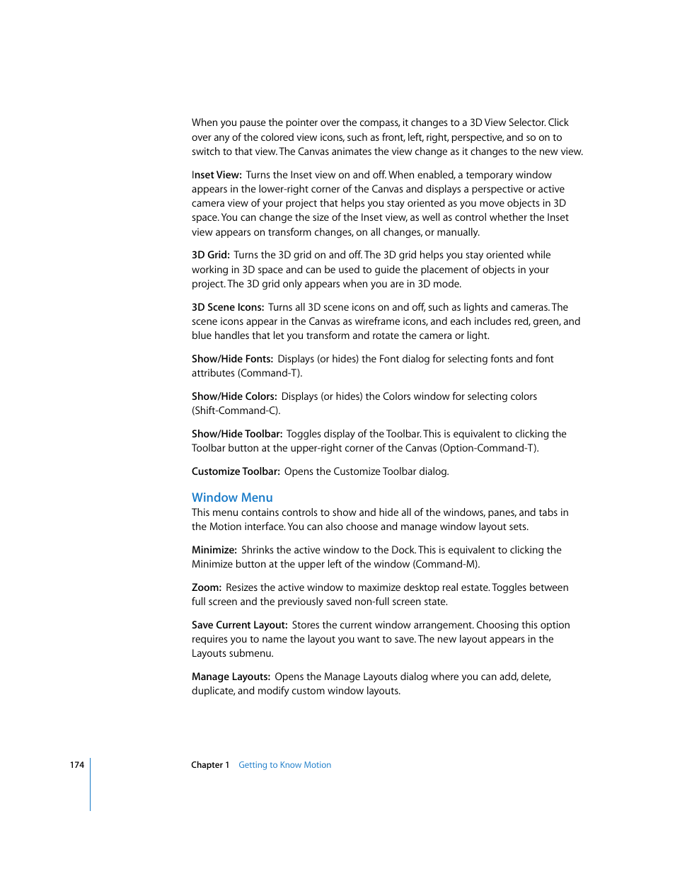 Window menu | Apple Motion 3 User Manual | Page 174 / 1288