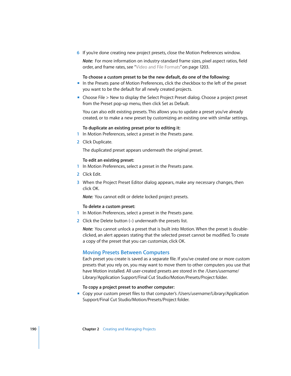 Moving presets between computers | Apple Motion 3 User Manual | Page 190 / 1288