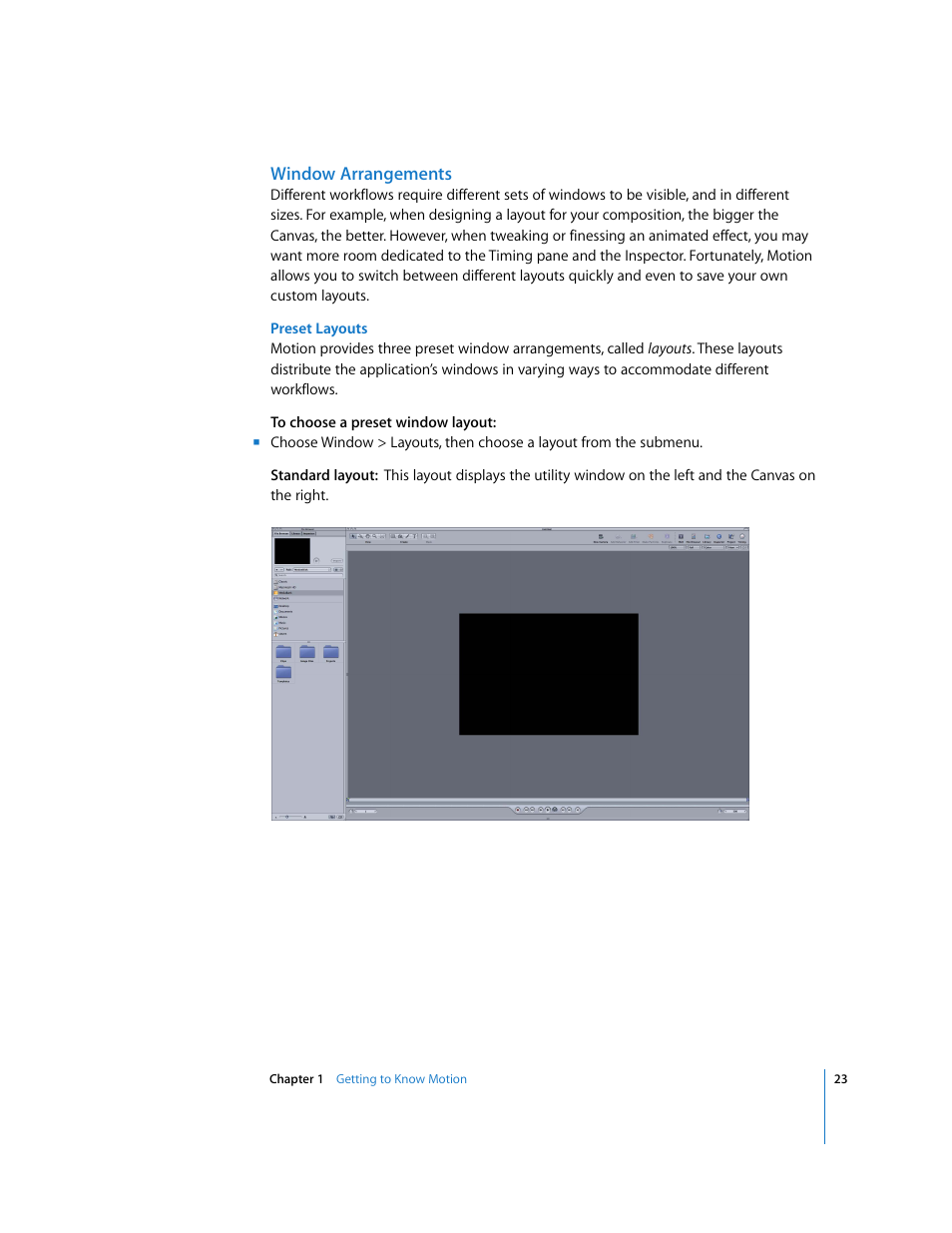 Window arrangements | Apple Motion 3 User Manual | Page 23 / 1288