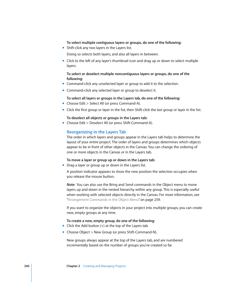 Reorganizing in the layers tab | Apple Motion 3 User Manual | Page 240 / 1288