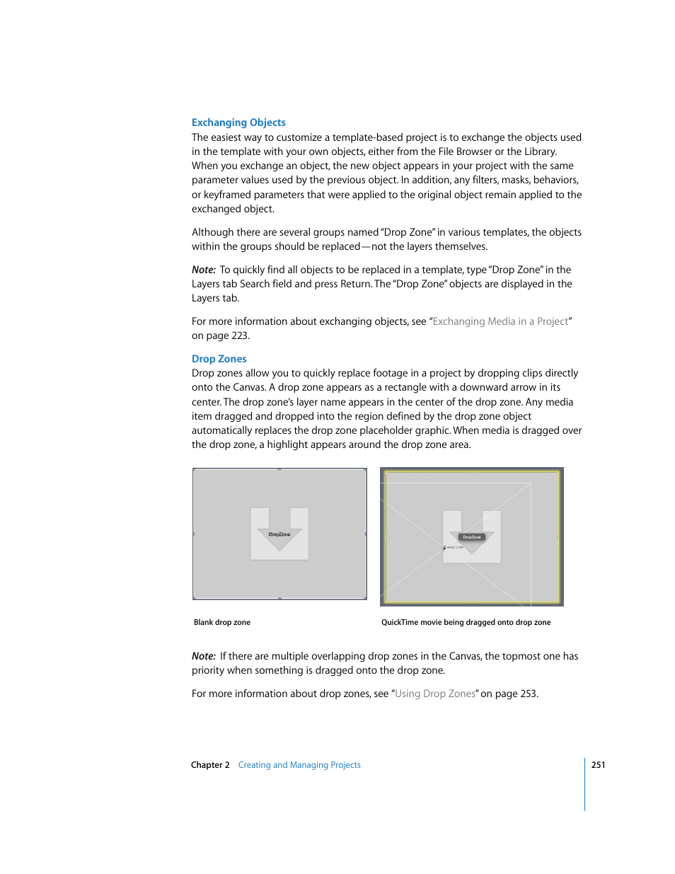 Drop zones | Apple Motion 3 User Manual | Page 251 / 1288