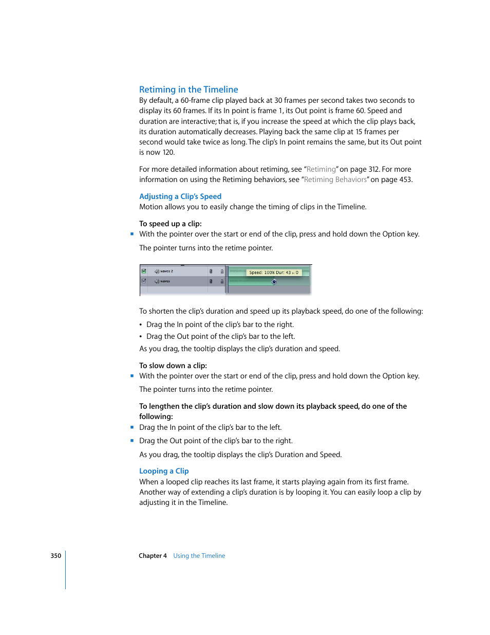 Retiming in the timeline | Apple Motion 3 User Manual | Page 350 / 1288