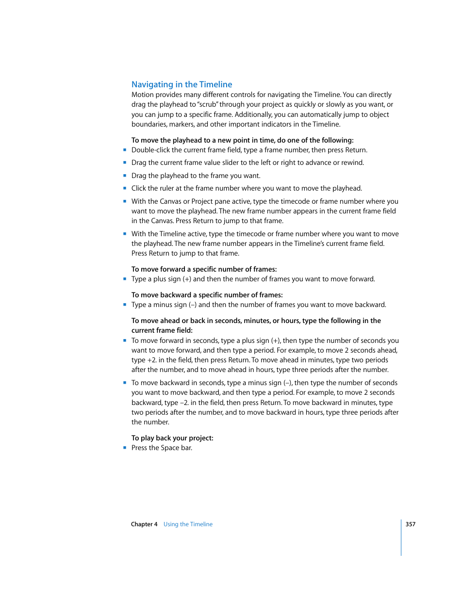 Navigating in the timeline | Apple Motion 3 User Manual | Page 357 / 1288