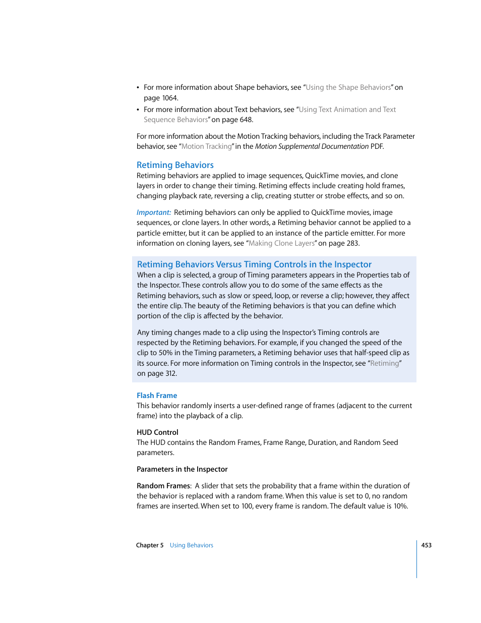Retiming behaviors, Retiming, Behaviors | Apple Motion 3 User Manual | Page 453 / 1288