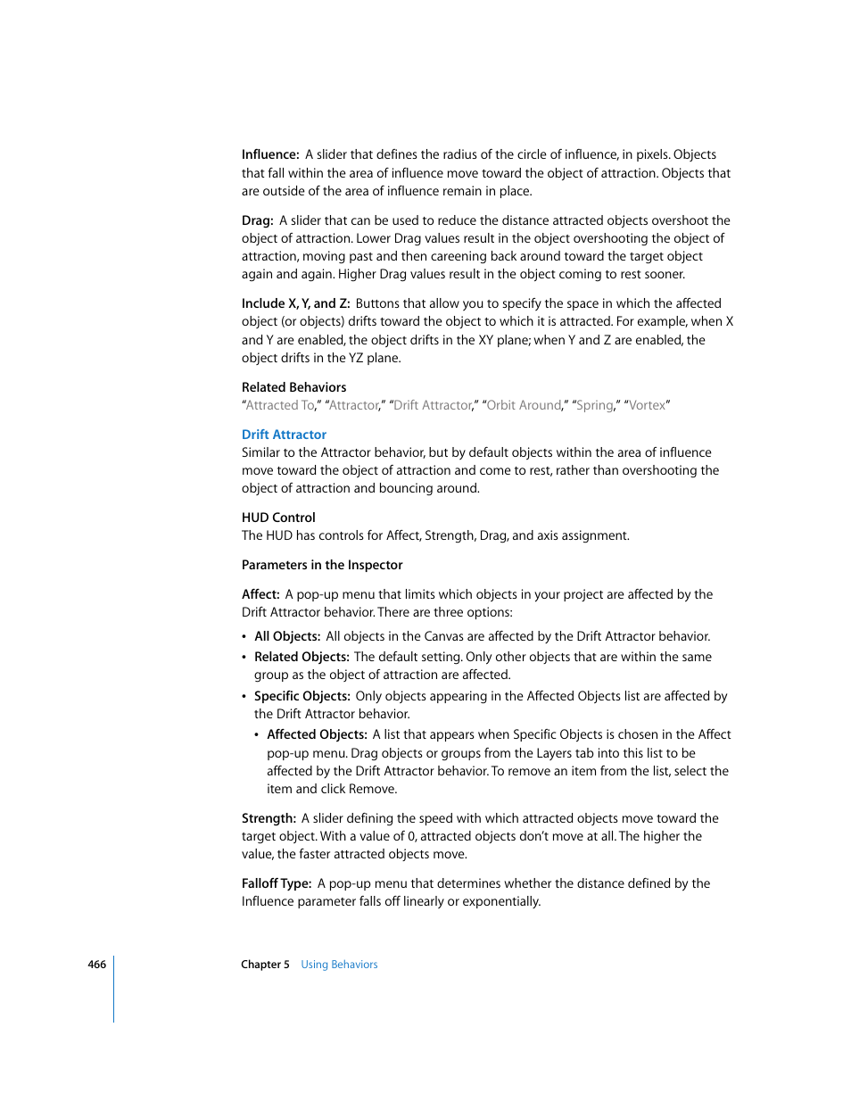 Drift attractor | Apple Motion 3 User Manual | Page 466 / 1288
