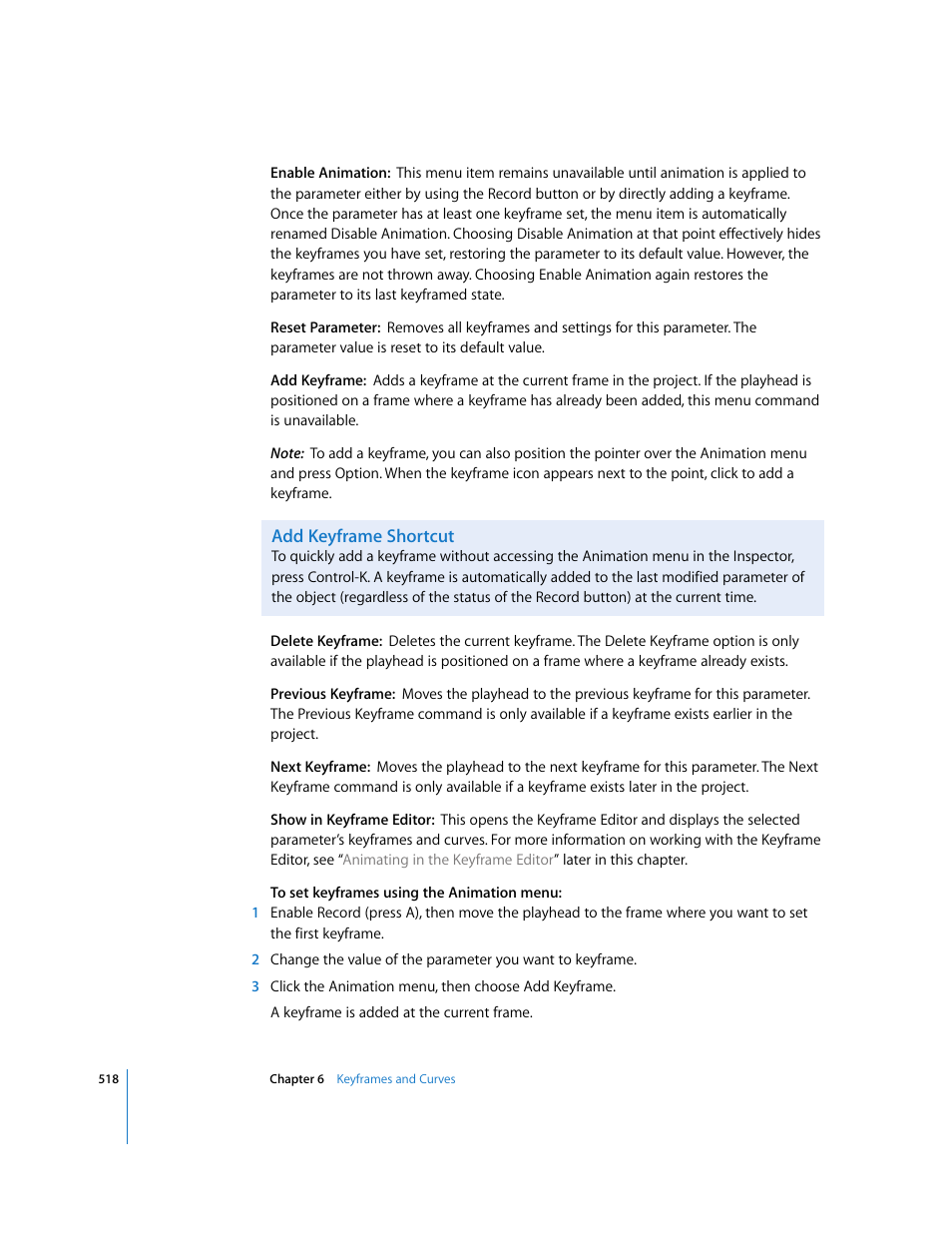 Add keyframe shortcut | Apple Motion 3 User Manual | Page 518 / 1288