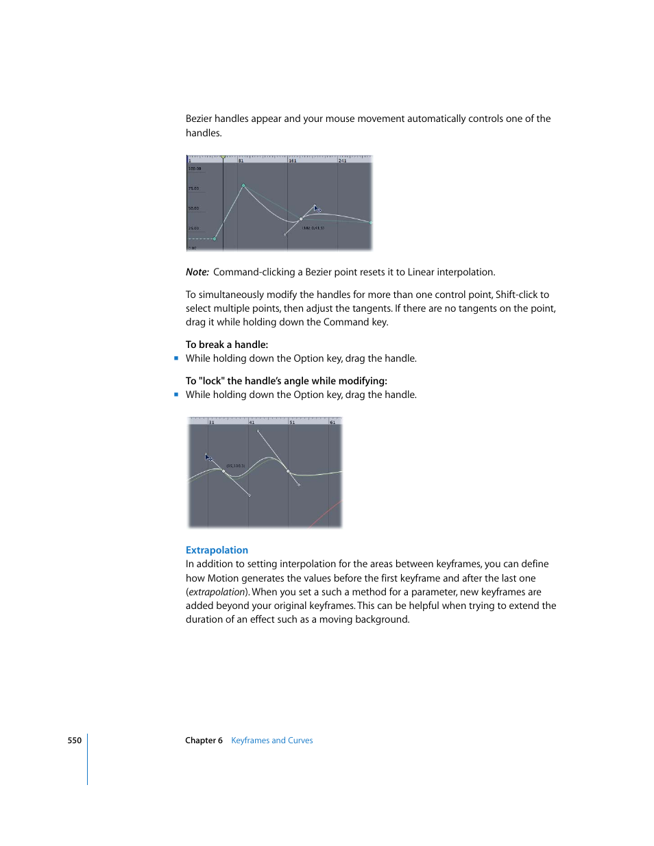 Extrapolation, Ee the table in the | Apple Motion 3 User Manual | Page 550 / 1288