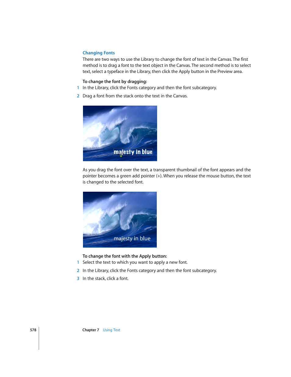 Changing fonts | Apple Motion 3 User Manual | Page 578 / 1288