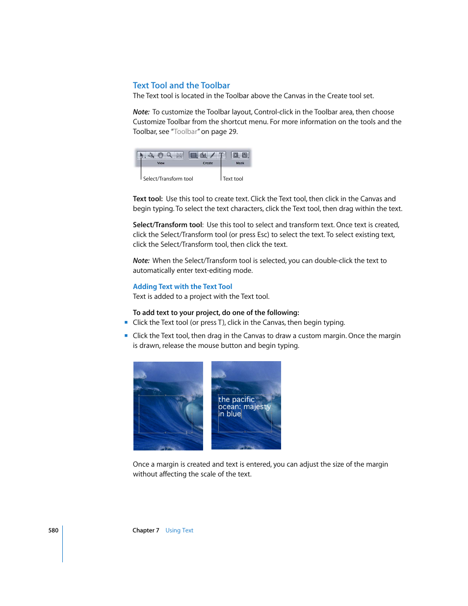 Text tool and the toolbar | Apple Motion 3 User Manual | Page 580 / 1288