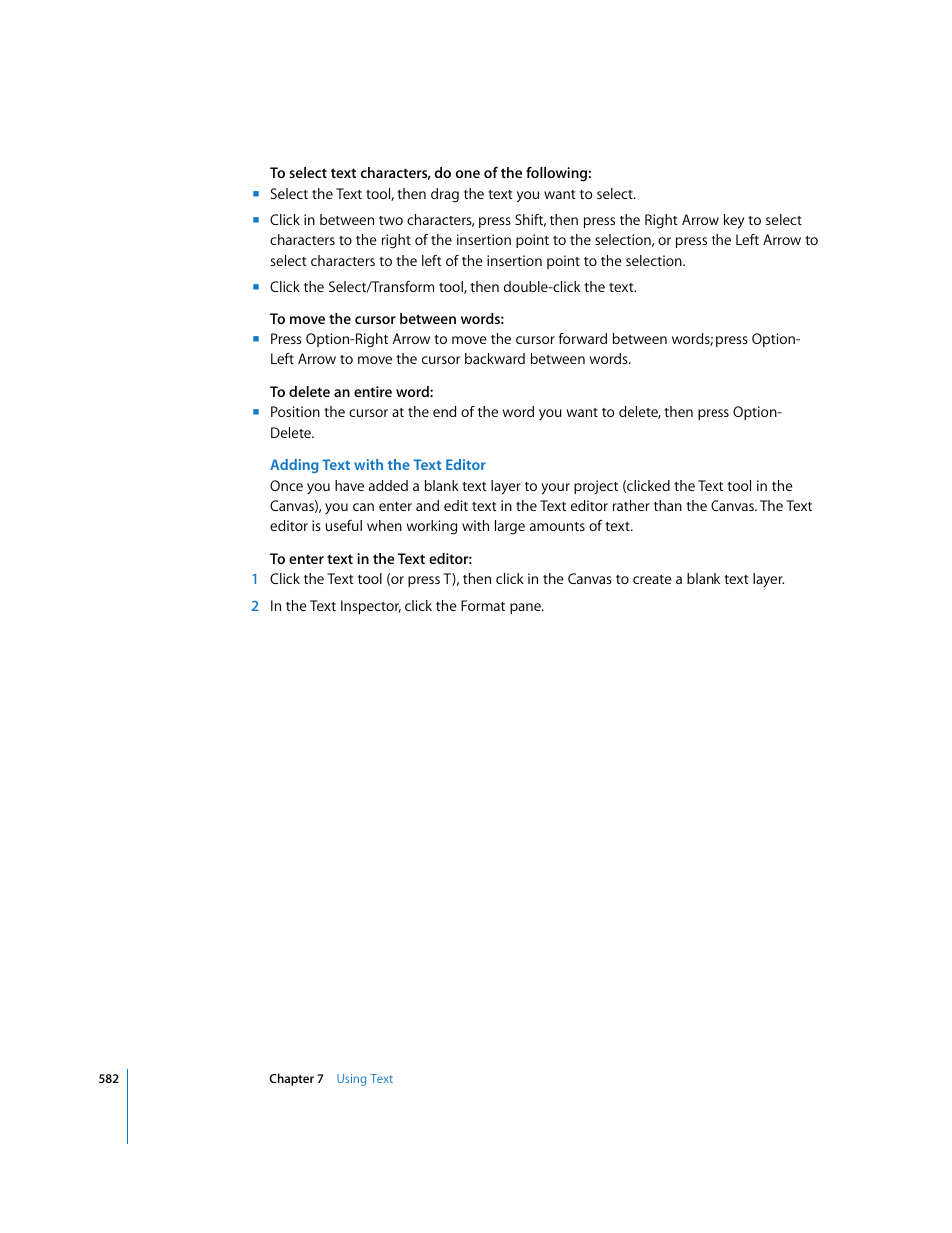 Adding text with the text editor | Apple Motion 3 User Manual | Page 582 / 1288
