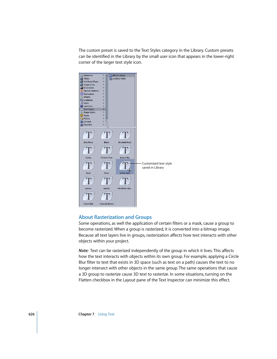 About rasterization and groups | Apple Motion 3 User Manual | Page 626 / 1288