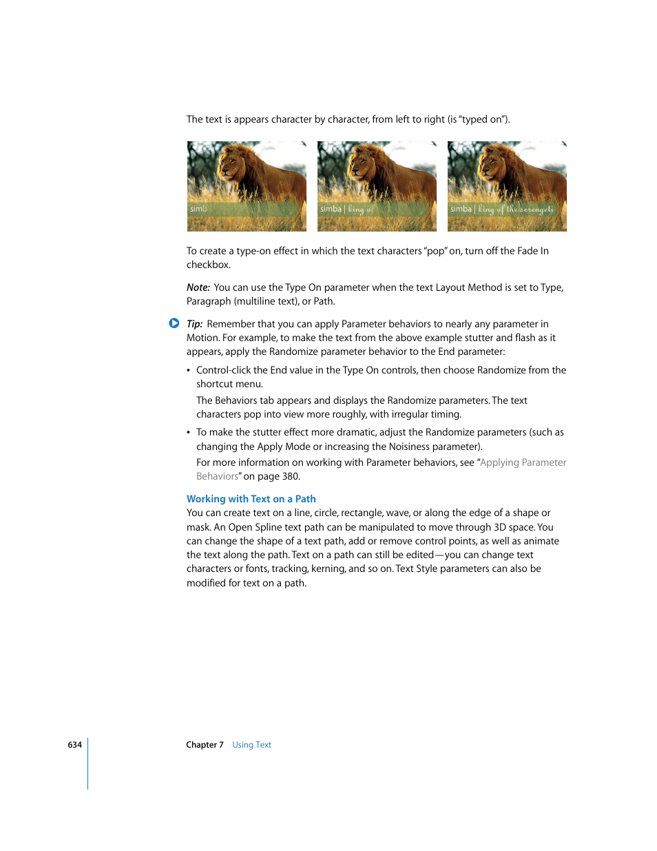 Working with text on a path | Apple Motion 3 User Manual | Page 634 / 1288