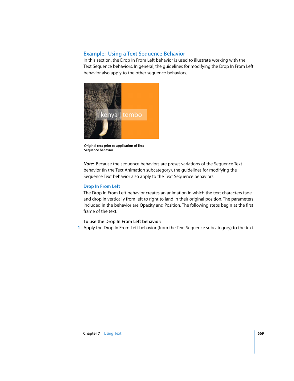 Example:using a text sequence behavior, Example: using a text sequence behavior | Apple Motion 3 User Manual | Page 669 / 1288