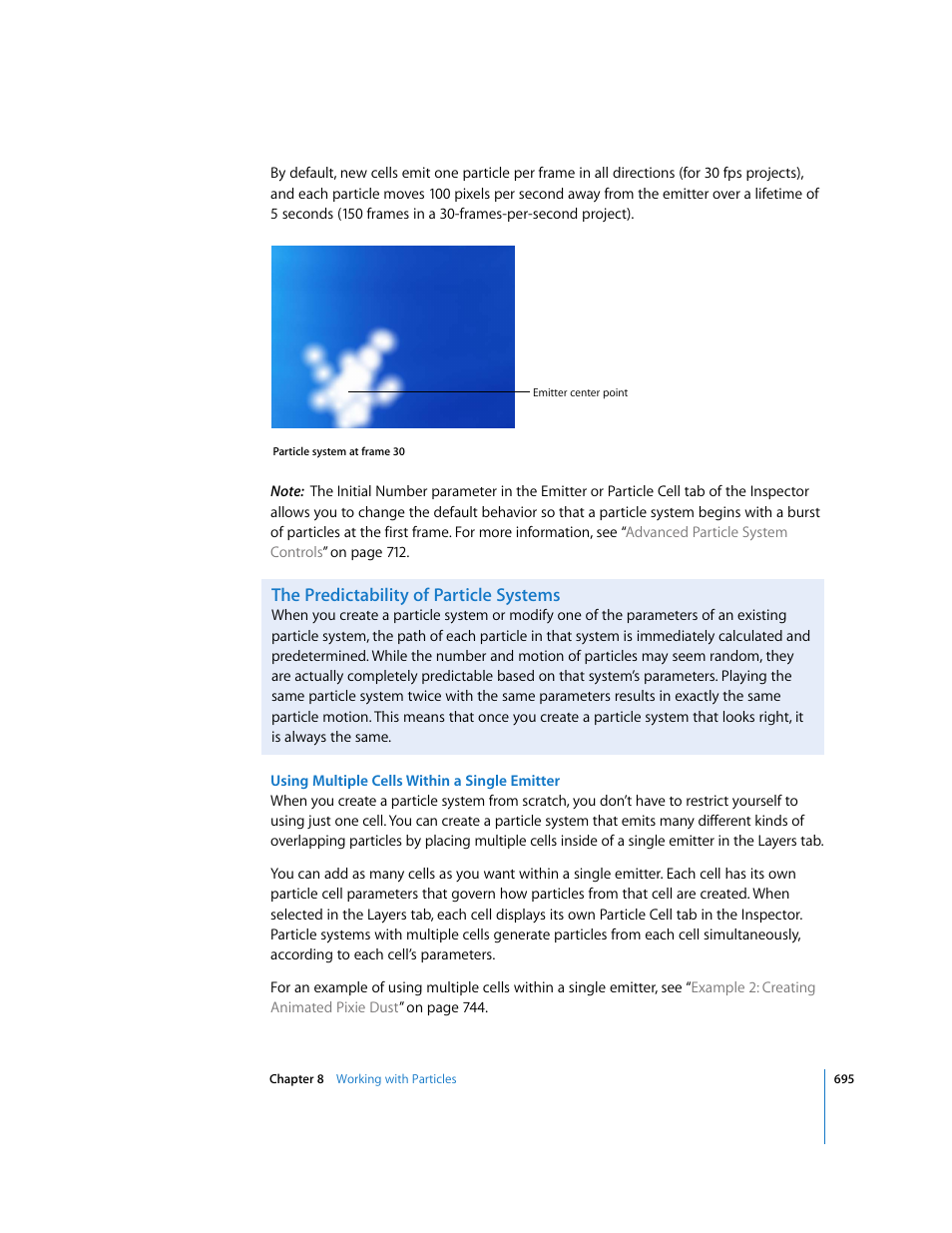 The predictability of particle systems | Apple Motion 3 User Manual | Page 695 / 1288