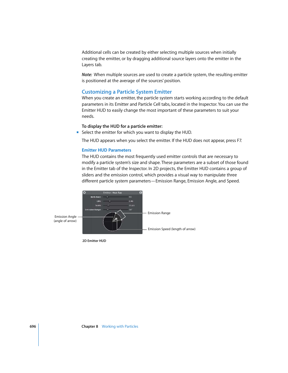 Customizing a particle system emitter, Customizing a particle, System emitter | Apple Motion 3 User Manual | Page 696 / 1288