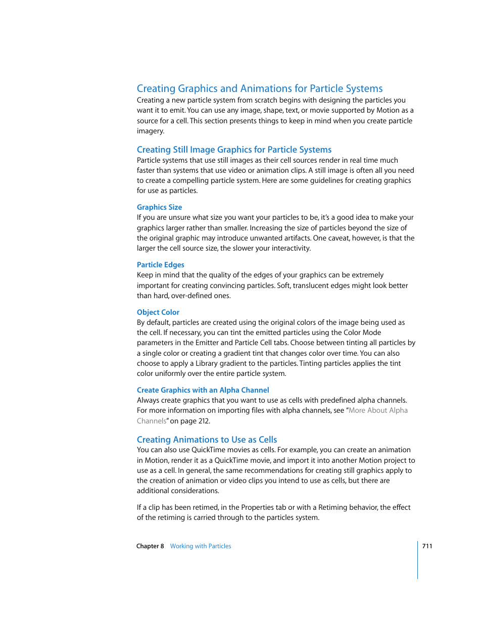 Creating still image graphics for particle systems, Creating animations to use as cells | Apple Motion 3 User Manual | Page 711 / 1288