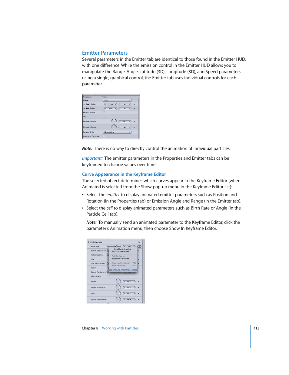 Emitter parameters | Apple Motion 3 User Manual | Page 713 / 1288